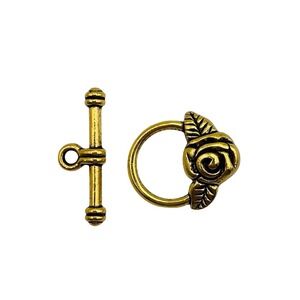 Toggle Clasp Findings Antigue Gold Plated Flower Rose Connectors (Lot Of 85) NEW